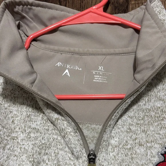 Antigua Cream Zip Up Sweater with Logo